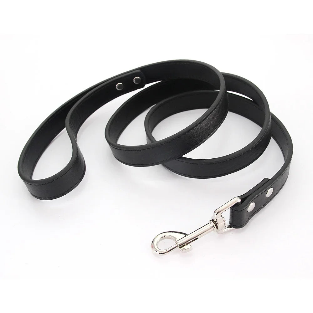 16 Colors Dog Leash Soild Color Leather Pet Walking Training Leads for Small Medium Dogs Cat in Collar and Harness 120Cm