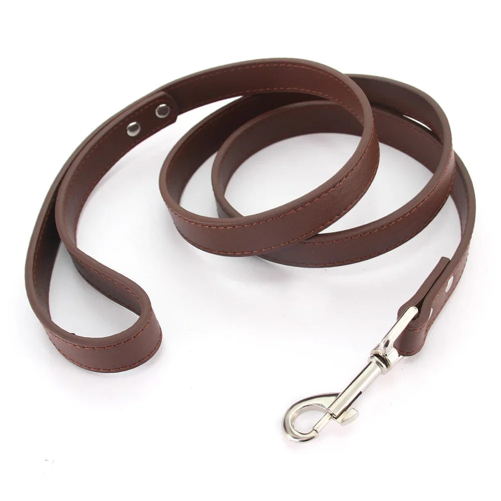 16 Colors Dog Leash Soild Color Leather Pet Walking Training Leads for Small Medium Dogs Cat in Collar and Harness 120Cm