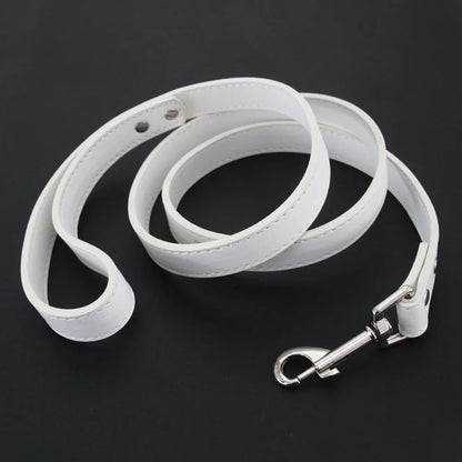16 Colors Dog Leash Soild Color Leather Pet Walking Training Leads for Small Medium Dogs Cat in Collar and Harness 120Cm