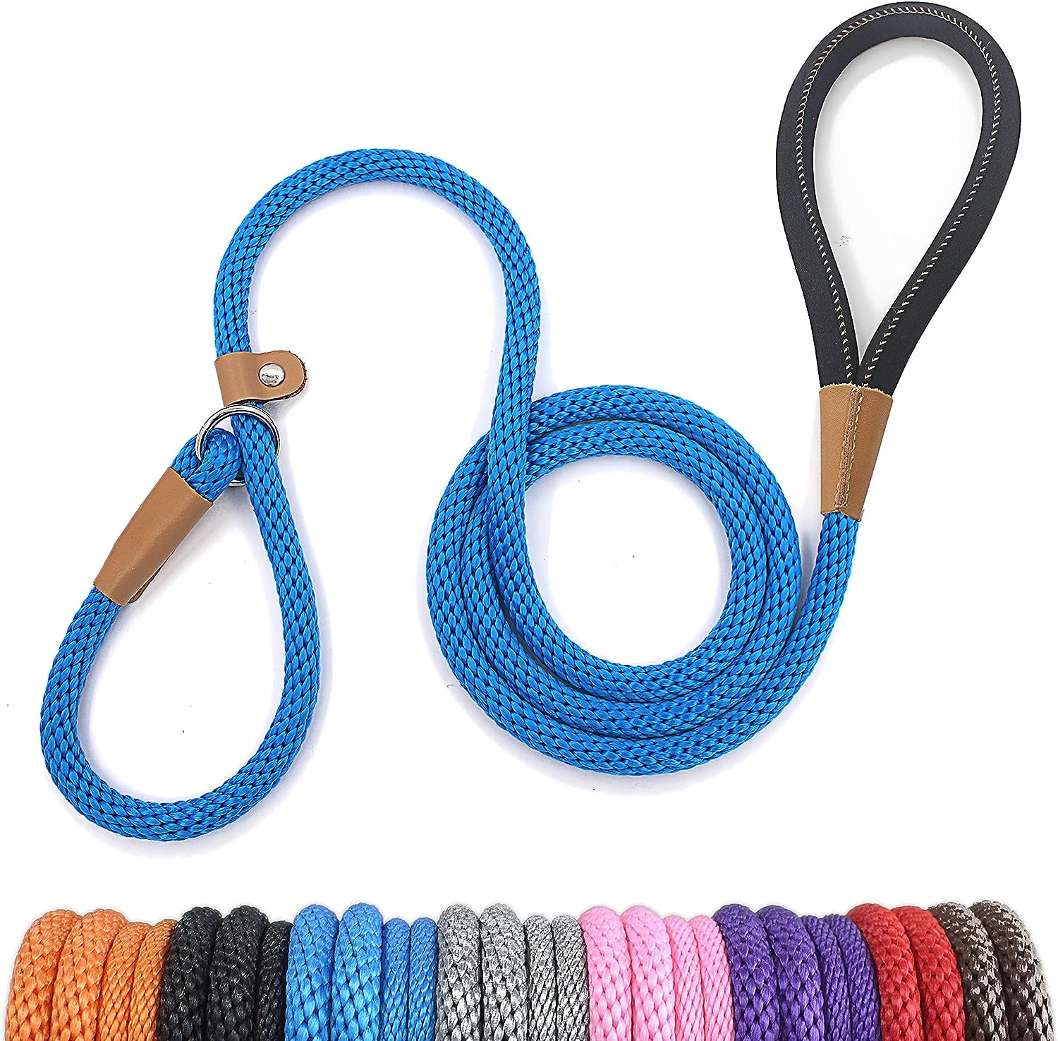 Slip Lead Dog Leash, 8 FT X 1/2" Heavy Duty Dog Loop Leashes, Comfortable Strong Rope Slip Leash for Dogs