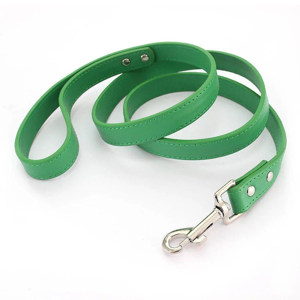 16 Colors Dog Leash Soild Color Leather Pet Walking Training Leads for Small Medium Dogs Cat in Collar and Harness 120Cm