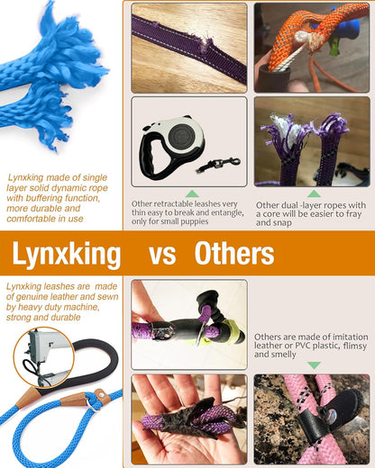 Slip Lead Dog Leash, 8 FT X 1/2" Heavy Duty Dog Loop Leashes, Comfortable Strong Rope Slip Leash for Dogs